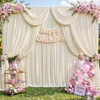 40ft x 10ft Beige Backdrop Curtains, Beige Cream Drapes for Backdrop Fabric - Image 7