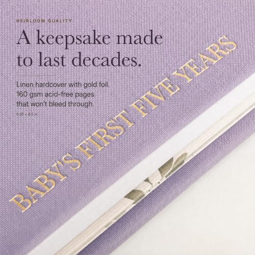 Baby Memory Book from Pregnancy to Age 5, Baby Book Keepsake, Lavender - Image 5