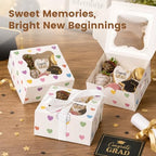 OAMCEG 50 Pack Cookie Boxes with Window, 6x6x3 Inch White Bakery Boxes for Desserts, Donuts,Cookies, Heart-shape Take-out Treat Boxes for Party & Wedding, Gifts - Image 7