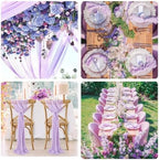 Sioloc 5 Pack Lilac Purple Lavender Cheesecloth Table Runner 120'' x 35'',Spring Easter Decor Soft Gauze Boho Wedding Table Decor for 10ft Table Birthday Party,Baby Shower, Bridal Shower - Image 5