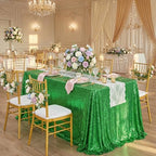 Glitter Seamless Sequin Tablecloth Green Party Tablecloth 90x156 Inch Green - Image 5