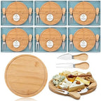 6 Set Bridal Baby Shower Cheese Prizes Wooden Serving Round Board by Unknown