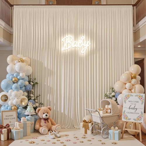 10ft×15ft Beige Backdrop Curtain for Wedding Parties - Image 2