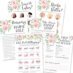 Hadley Designs 50 Floral Who Knows Mommy Best, Baby Prediction and Advice Cards etc., 25 Love or Labor, Boobs Or Baby Butts Gender Reveal-6 Double Sided Cards Baby Shower Funny Games by HadleyDesigns