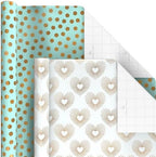 Hallmark Wrapping Paper Rolls, 6 Rolls (Hearts, Dots, Flowers, Stripes) - Image 6