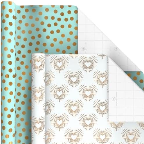 Hallmark Wrapping Paper Rolls, 6 Rolls (Hearts, Dots, Flowers, Stripes) - Image 6
