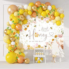 Mocsicka Bee Baby Shower Backdrop Honey Bee Baby Shower Decorations Background Floral Sweet Honeycomb Bumblebee Baby Shower Decor Cake Table Photoshoot Studio Props (10x8ft) - Image 2