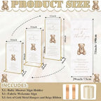 Baby Shower Welcome Linen Sign Stand with Satin Ribbon, Beige - Image 4