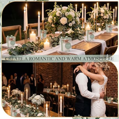 MTLEE 20 Sets Wedding Candle for Guests Sage Green Glass Jars Bridal Favor - Image 5