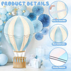2.9 ft x 4.9 ft Hot Air Balloon Baby Shower Decorations, Large Blue Hot Air Shaped Cardboard Cutout, Life-Size Standup Photo Booth Props for Birthday Party Celebration Backdrops Decor - Image 3