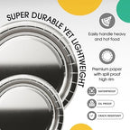 Party Solids Exquisite Silver Mixed Paper Plates - 7 & 9 200 Pack (100 Each) 350 GSM - Image 3