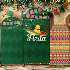 Chunful 3 Pcs Cinco de Mayo Fiesta Party Arch Backdrop Cover Mexican Photo Background Decor 2-Sided Round Top Mexican Cute Backdrop Arch Cover for Fiesta Party Decoration 6 ft/5 ft/4 ft (Green) - Image 6