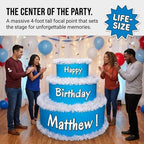 Anderson’s Lifesize Personalized Blue and White Surprise Birthday Pop‑Out Faux Cake, Jumbo Celebration Prop for Milestones, Thmed Parities, Photos, Reveals, and Party Fun - Image 5