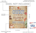 Andaz Press Wild West Cowboy Baby Shower Decorations, Personalized A Little Cowboy Baby Shower Sign, Custom Western Baby Shower Sign In Guest Book Alternative, 16"x20" Canvas Welcome Baby Shower Sign - Image 2