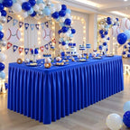 Royal Blue Polyester Table Cloths for Rectangle 8 Foot Tables, 1 Pack Wrinkle Free Tablecloths Stretchy Banquet Ruffle Fitted Table Cover Desk Skirt for Parties Wedding Birthday Baby Shower - Image 3