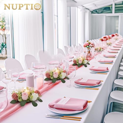 NUPTIO Small Flower Rings for Centerpieces: Candle Rose Wreath, 9.05 Inch - Image 2