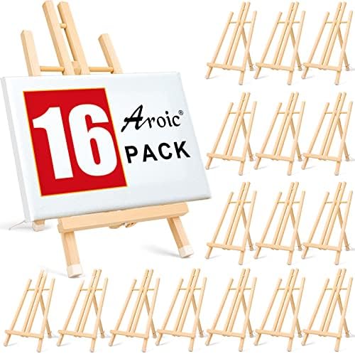 16 Pack 15 Inch Wood Easels, Easel Stand for Painting Canvases and Crafts by AROIC