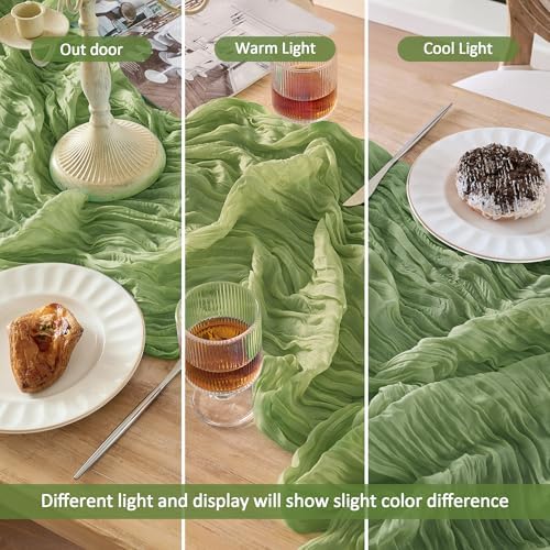 6 Pack Sage Green Cheesecloth Table Runner Boho Gauze Home Decor - Image 4