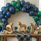 Vicenpal 6 Pack Baby Shower Wooden Vintage Rocking Horse Table Decoration for Blue Green Tartan Plaids Theme Party Centerpiece Rocking Horse Decor for Baby Shower Party Wedding Birthday Decorations - Image 5