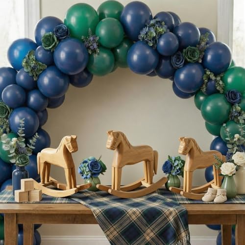 Vicenpal 6 Pack Baby Shower Wooden Vintage Rocking Horse Table Decoration for Blue Green Tartan Plaids Theme Party Centerpiece Rocking Horse Decor for Baby Shower Party Wedding Birthday Decorations - Image 5