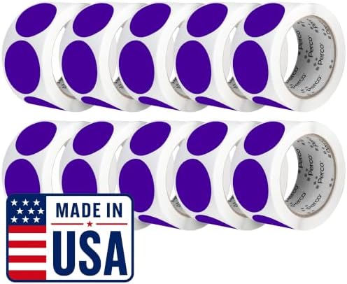 Perco Purple Perforated Round Circle Dot Sticker 2-Inch Labels — 10 Rolls, 5,000 Stickers - Creative Branding, Category Labels & Themed Packaging - Made in USA by Perco