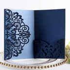 50PCS 3D Lace Flower Laser Cut Wedding Invitation Cards with Envelope Blank Inner Sheet Hollow Out Flower Shape Invitations for Wedding Quinceanera Birthday Shower Engagement Party 01 by Ykybhx