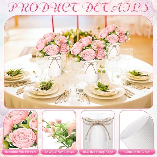 Domensi 6 Sets Wedding Floral Centerpiece for Table Decor, Light Pink - Image 3