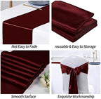 SiinvdaBZX 24 Pcs Burgundy Satin Table Runner 12 x 108 inches Long - Image 6
