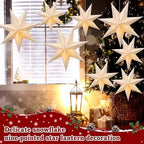 Youyole 12 Set Christmas Paper Star Lantern with Lights, 7 Pointed - Image 2