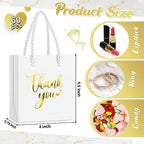 Honoson 60 Pcs Mini Thank You Gift Bag with Handle Bulk,Gold and White - Image 3
