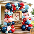 Red Blue Pink Balloon Garland Double Stuffed Dark Navy Blue Red Cherry Balloon Arch Kit for Graduation 4th of July Birthday Baby Shower Bridal Wedding Party Decorations by Aurovia