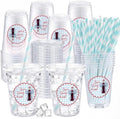 Willinglong 50pcs She's Ready to Pop Baby Shower 12 oz Plastic Cups (Blue) by Willinglong