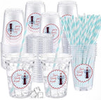 Willinglong 50pcs She's Ready to Pop Baby Shower 12 oz Plastic Cups (Blue) by Willinglong
