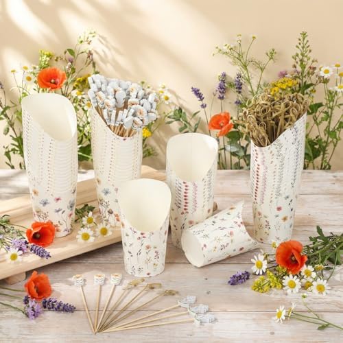 Jingmore 300 Pcs Wildflower Charcuterie Cups with Cocktail Picks Set - Image 2
