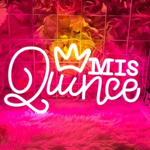 Mis Quince Neon Sign for Wall Decor, Dimmable LED Sign Neon Lights for Bedroom Quinceanera Christmas Birthday Party Room Decoration Gift for Girl Kid lover 15.7 * 9 Inch by Letourlivesbefullofloveandcolor