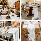 12 Pcs White Cheesecloth Table Runner 10FT Runner for Tables Gauze Fabric Boho Cheese Cloth Table Runner Decoration Rustic Semi Sheer Runner for Wedding Birthday Holiday Bridal Shower Party (White) - Image 6