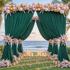 24ftx10ft Wrinkle Free Hunter Green Backdrop Curtain - 10 Feet Photography Backdrop Drapes, Silky Polyester Back Drop Cloth for Wedding Baby Shower Balloon Arch Background - Image 2