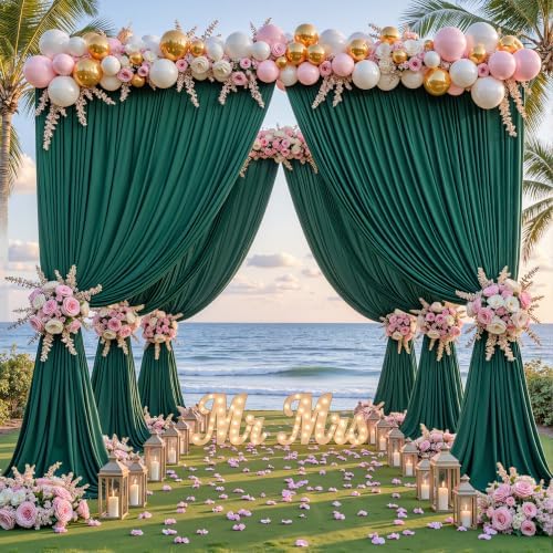 16ftx10ft Wrinkle Free Hunter Green Backdrop Curtain - 10 Feet Photography Backdrop Drapes, Silky Polyester Back Drop Cloth for Wedding Baby Shower Balloon Arch Background - Image 2
