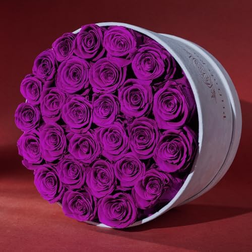 27 Roses in a Luxury Suede Box, Mother Day Flowers Gifts for Mom, Preserved Flowers for Her, Birthday Gifts for Women, Purple - Image 2