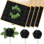 100 Pcs Artificial Foam Rose Flower Faux Bouquet Wedding Fake Rose Gift for Mother's Day Women DIY Bridal Shower Party Table Birthday Home Spring Decor (Black) by Luinabio