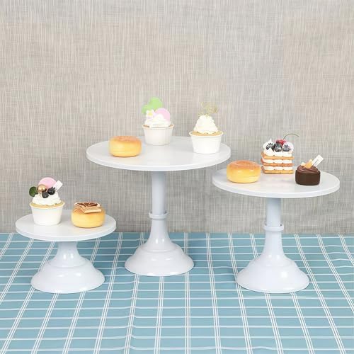 3pcs Metal Cake Stand Set 8''10''12'' White Dessert Table Display - Image 3