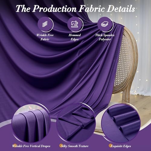 10 ft x 8 ft Wrinkle Free Purple Backdrop Curtain for Parties, Polyester Purple Photo Backdrop Drapes for Wedding Birthday Party Baby Shower,5ft x 8ft,2 Panels - Image 4