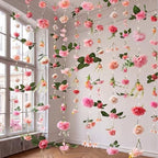 Suncalla 6 Pack 35.4ft Fake Flower LED Garland Backdrop, Bright, Pink by Unknown