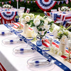 SUT 175 Pcs Blue and Clear Plastic Dinnerware Set for 25 Guests, Include: 25 Dinner Plates, 25 Dessert Plates, 25 Pre Rolled Napkins With Silverware, 25 Cups, Disposable Plates for Party, Wedding - Image 3