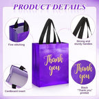 Fumete 50 Pcs Purple Glossy Thank You Gift Bag with Handles - Image 4