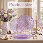 Rubtlamp 60Pcs Clear Purple Gold Plastic Plates, Purple Disposable Plates With Gold Rim, Hammered Plastic Plates Include 30 Clear Dessert Plates, 30 Dinner Plates for Party - Image 2