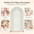 Ripples Arch Backdrop Cover Spandex Background for Baby Birthday Baby Shower Wedding Party Decoration (Beige Ripples,7.2x4ft) - Image 5