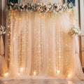 30×10ft Champagne Tulle Backdrop Curtain with Lights String for Parites, Sheer Photo Backdrop Curtains for Wedding Party Photography Background by WishCare