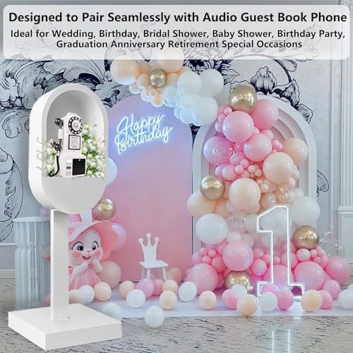 Audio Guest Book Phone Booth Stand, Romantic Metal Audio Guestbook Telephone Booth for Wedding Birthdays Party Graduation Baby Shower Retirement Special Occasions Decoration - Image 5