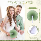 Pangda 60 Pack Folding Fans Round Paper Fans Assortment with Plastic Handle for Wedding Favor Party Bag Filler (Sage Green) - Image 2